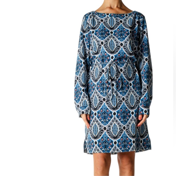 EUC Ann Taylor LOFT Outlet Blue Printed Retro Shift Dress - Picture 1 of 13